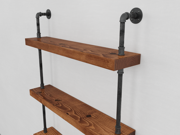 Pipe and Wood Shelving Unit - Floor to Ceiling