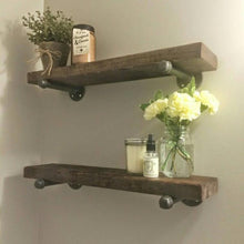 Load image into Gallery viewer, Wood Shelves with Pipe Mount  (Set of one or two) - Pipe And Wood Designs 
