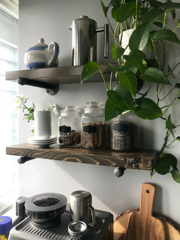 Wood Shelf with Pipe Brackets (1 shelf)
