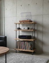 Load image into Gallery viewer, Audio &amp; Vinyl Stand - Pipe And Wood Designs 