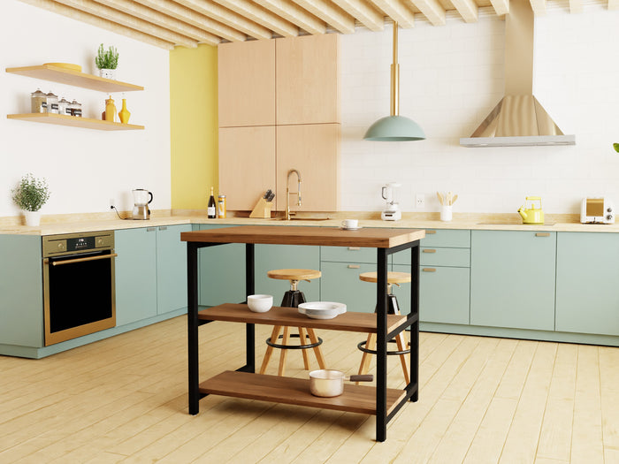 Steel & Wood Kitchen Island