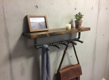 Load image into Gallery viewer, Pipe &amp; Wood Entryway Coat Rack