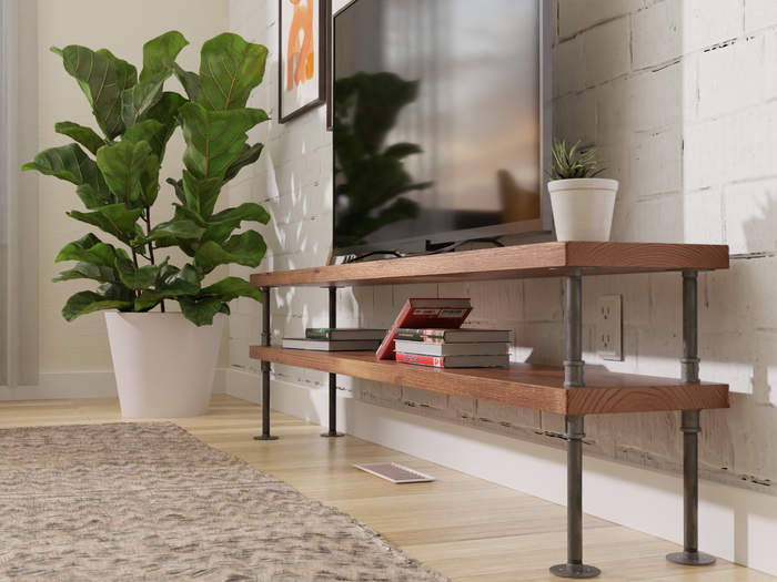 Rustic Industrial TV Stand/Coffee Table: Wide Edition