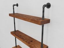 Load image into Gallery viewer, Pipe and Wood Shelving Unit - Floor to Ceiling