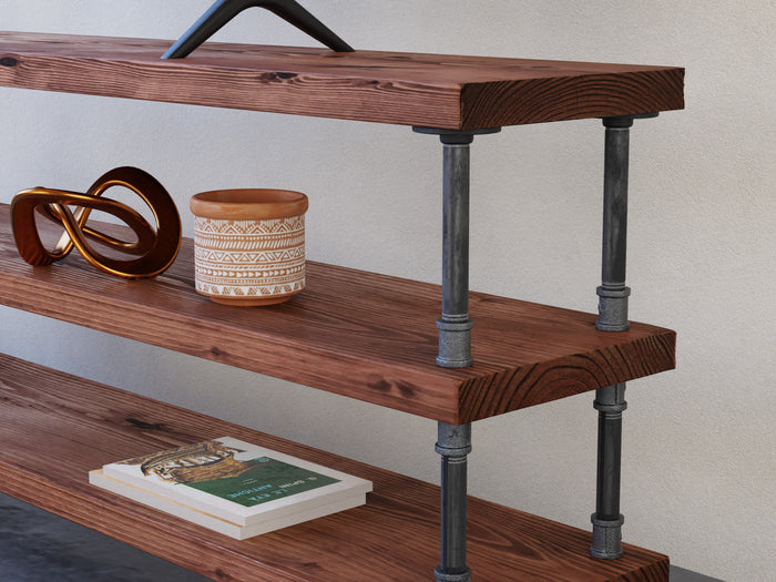 Industrial Pipe & Wood Console Table