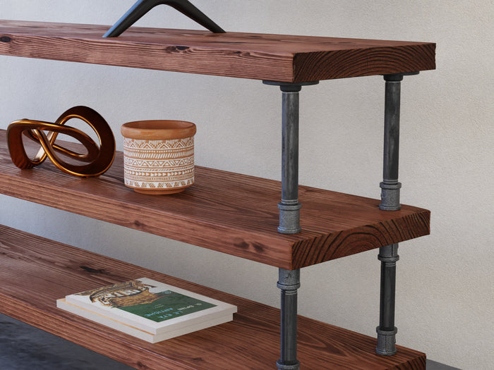 Industrial Pipe and Wood Console Table
