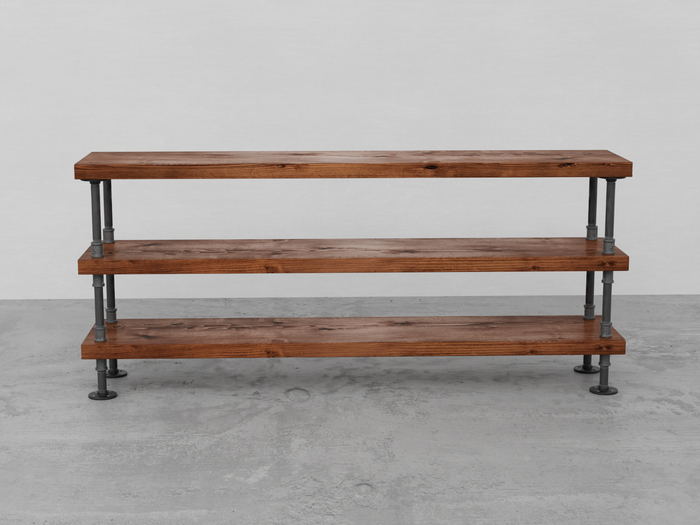 Industrial Pipe & Wood Console Table