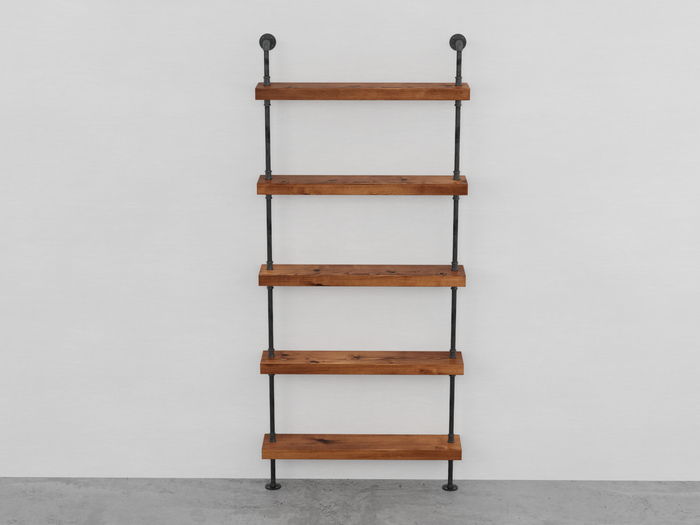 Pipe and Wood Shelving Unit - Floor to Ceiling