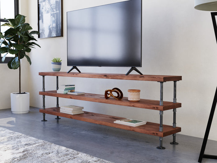 Industrial Pipe and Wood Console Table