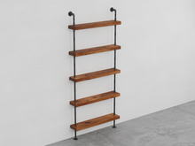 Load image into Gallery viewer, Pipe and Wood Shelving Unit - Floor to Ceiling