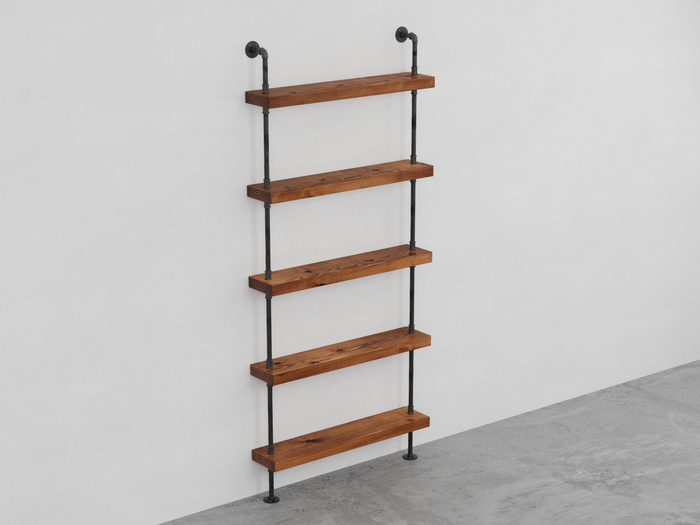 Pipe and Wood Shelving Unit - Floor to Ceiling