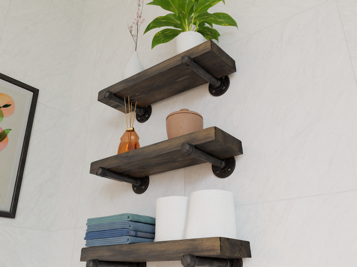 Wood Shelf with Pipe Brackets (1 shelf)