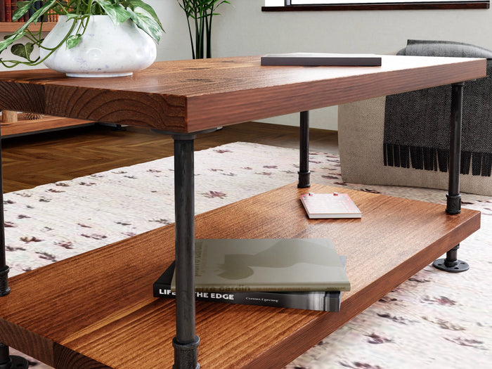 Industrial Pipe & Wood Coffee Table