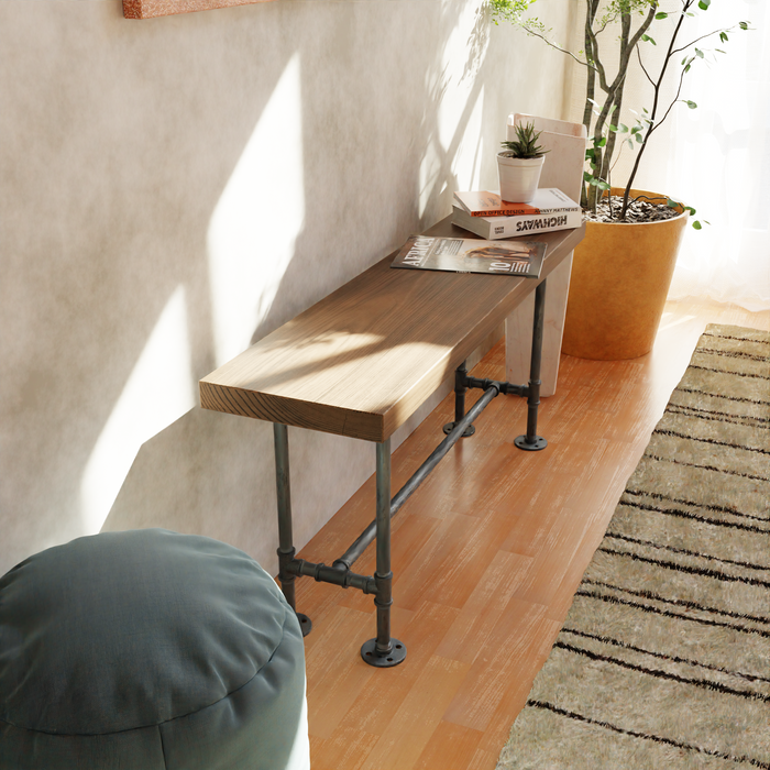 Pipe and Wood Bench