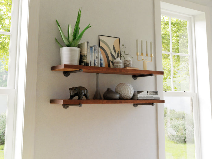 Wood Shelf with Pipe Brackets  (2 shelves)