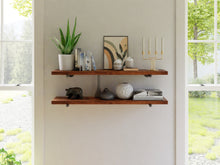 Load image into Gallery viewer, Wood Shelf with Pipe Brackets  (2 shelves)
