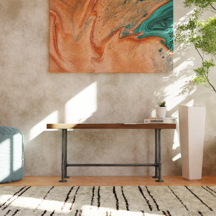 Pipe and Wood Bench