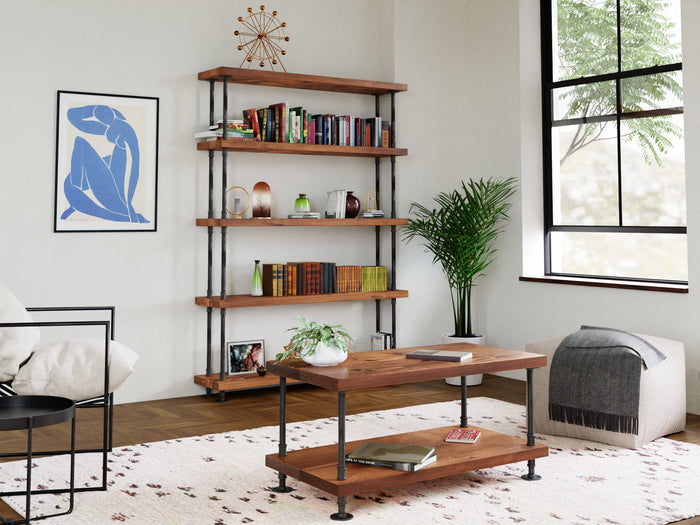 Industrial Pipe & Wood Coffee Table