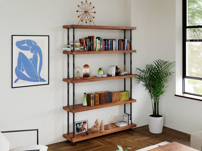 Industrial Pipe & Wood Bookcase