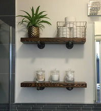 Load image into Gallery viewer, Wood Shelves with Pipe Mount  (Set of one or two) - Pipe And Wood Designs 
