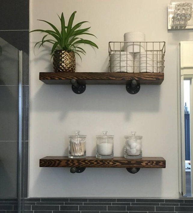 Wood Shelves with Pipe Mount  (Set of one or two) - Pipe And Wood Designs 