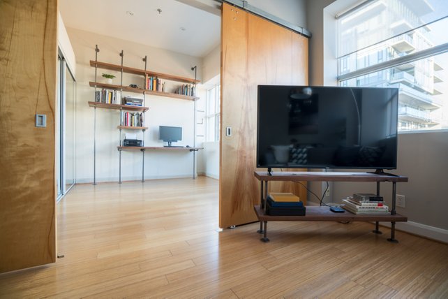 Solid Walnut Wood TV Stand - Pipe And Wood Designs 
