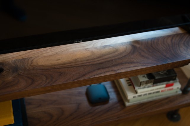 Solid Walnut Wood TV Stand - Pipe And Wood Designs 