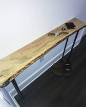 Load image into Gallery viewer, Rustic Wood Console Table Live Edge Wood Entrance Table - Pipe And Wood Designs 