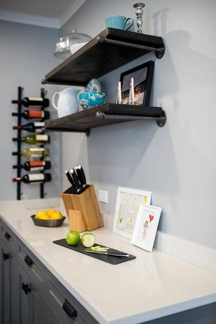 Wood Shelves with Pipe Mount  (Set of one or two) - Pipe And Wood Designs 