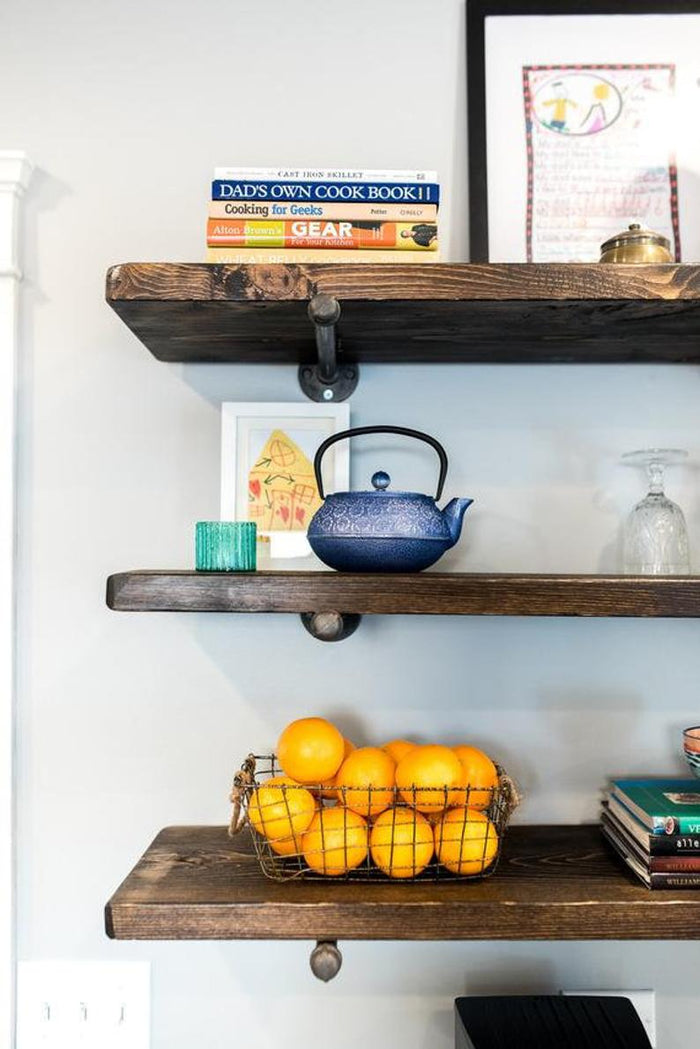 Wood Shelves with Pipe Mount  (Set of one or two) - Pipe And Wood Designs 