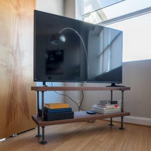 Load image into Gallery viewer, Solid Walnut Wood TV Stand - Pipe And Wood Designs 