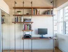 Load image into Gallery viewer, Pipe and Wood Desk with Bookcase - Pipe And Wood Designs 