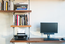 Load image into Gallery viewer, Pipe and Wood Desk with Bookcase - Pipe And Wood Designs 