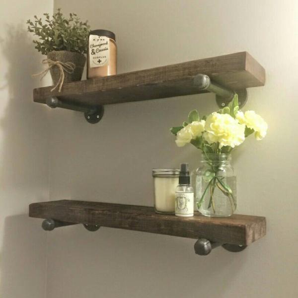 Wood Shelves with Pipe Mount  (Set of one or two) - Pipe And Wood Designs 