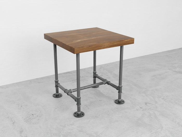 Industrial Pipe and Wood Side Table