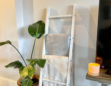 Load image into Gallery viewer, Solid Hardwood Blanket Ladder - Distressed White